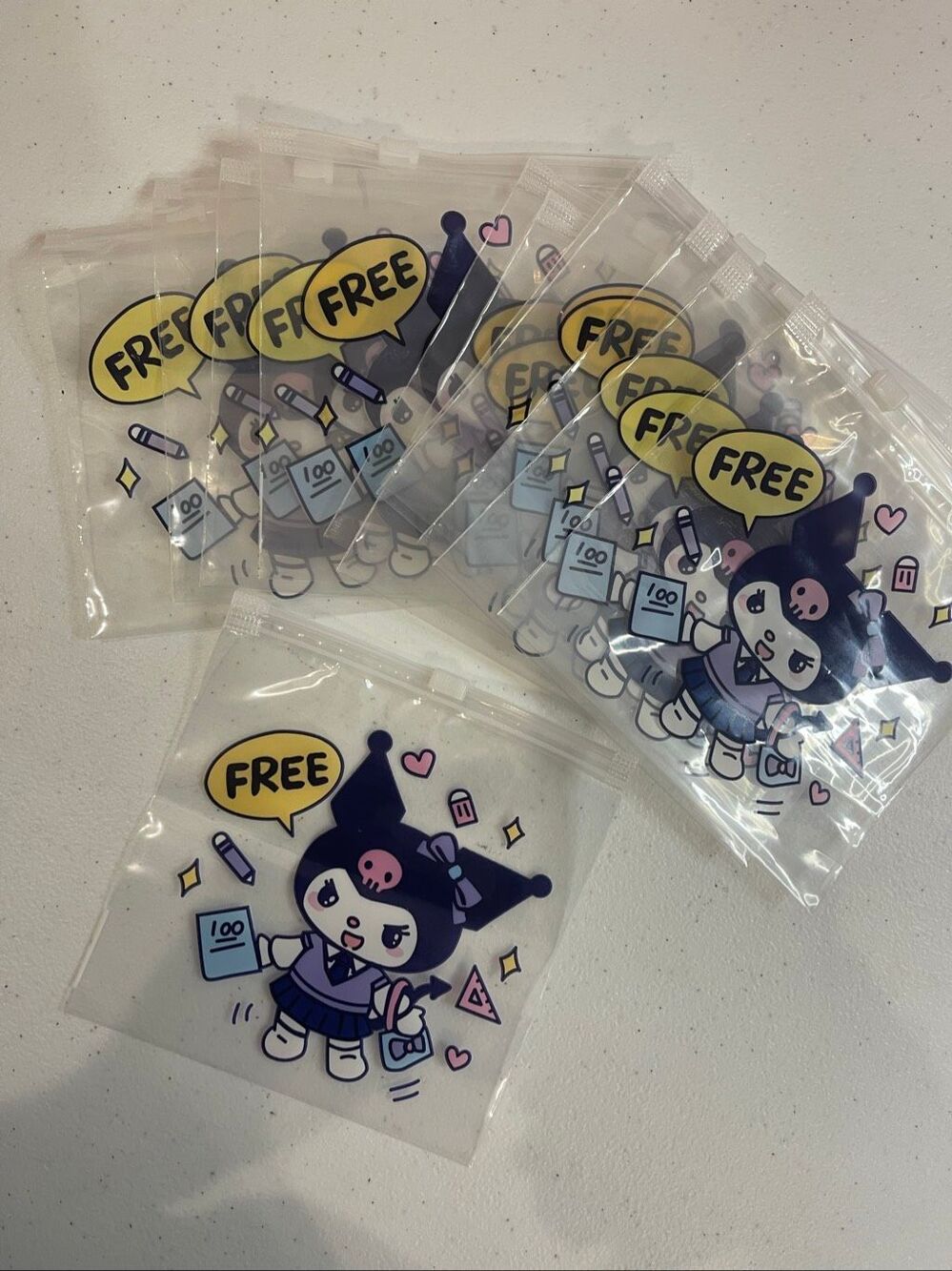 Sanrio Kuromi Fancy Zip Bags 12 Pack Clear Resealable Kawaii Bags